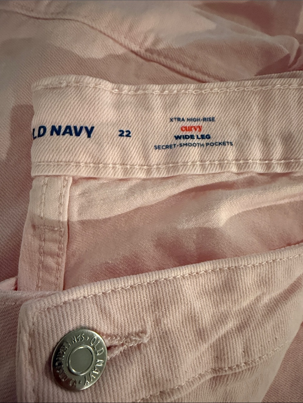 Old Navy Curvy Wide Leg High-Rise Jeans - Pale Pink - size 22